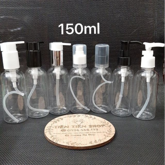Chai nhựa trong 150ml vòi ấn dáng thấp