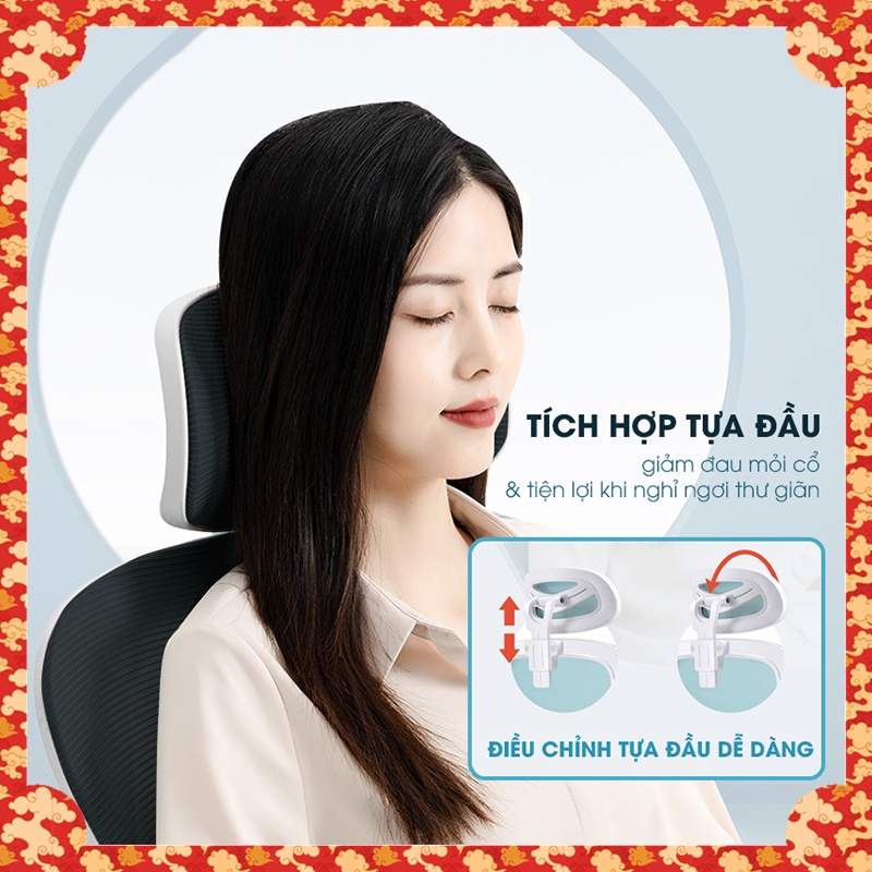 Ghế Xoay Giám Đốc Văn Phòng Công Thái Học Vải Lưới Thoáng Khi Kèm Tựa Đầu Ngả Lưng Bảo Hành 12 Tháng sg704b govi