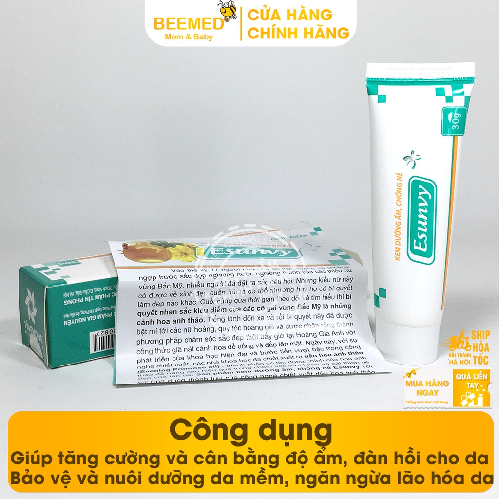 Kem dưỡng ẩm chống nẻ Esunvy - từ dầu hoa anh thảo - dưỡng da, ngăn ngừa khô da, làm đẹp da