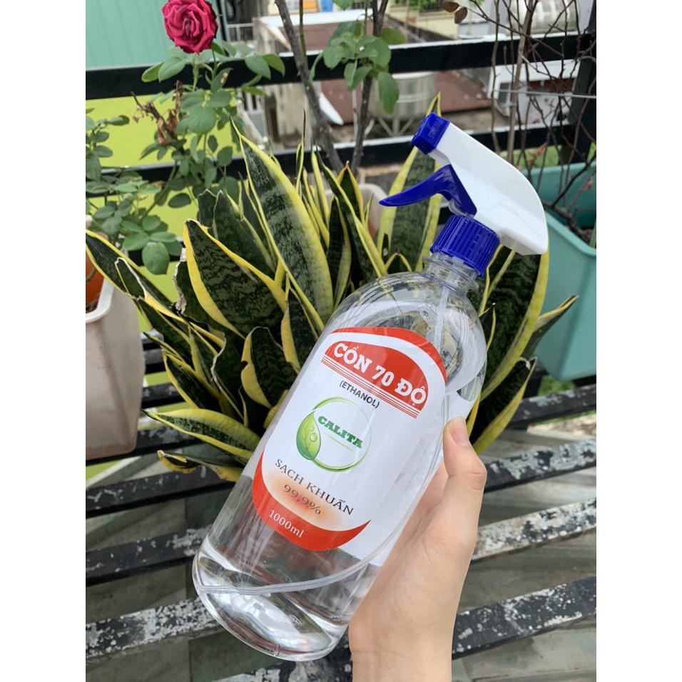 Cồn 70 độ (Ethanol) Calita 1000ml, có vòi xịt, hàng công ty chính hãng
