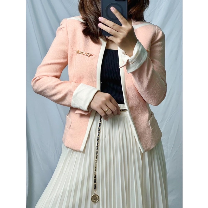 Áo vest không cổ màu cam sữa made in Korea