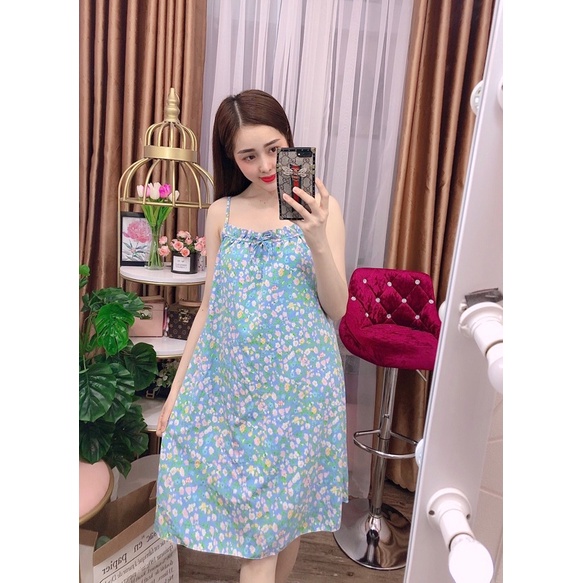 Đầm ngủ 2 dây lụa mặc nhà siêu mát