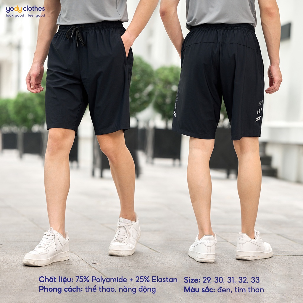 [SALE 30%] Quần short nam thể thao YODY họa tiết sườn thấm hút tốt thông thoáng năng động SQM5033