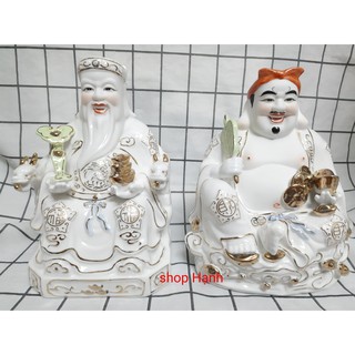 Ông Địa Thần Tài sứ viền vàng