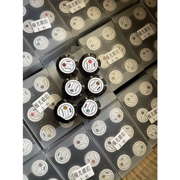 Set gel nhũ hổ phách khổng tước 6 màu Huaxi tặng kèm bảng màu