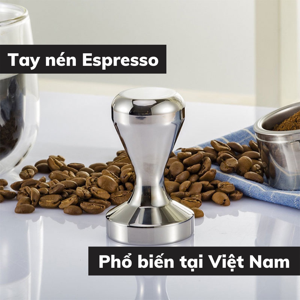 Tamper nén cafe 53 mm dụng cụ pha cà phê Espresso inox 304 bền bỉ trọng lượng 640 - 700g đường kính 51 - 53 - 58 mm