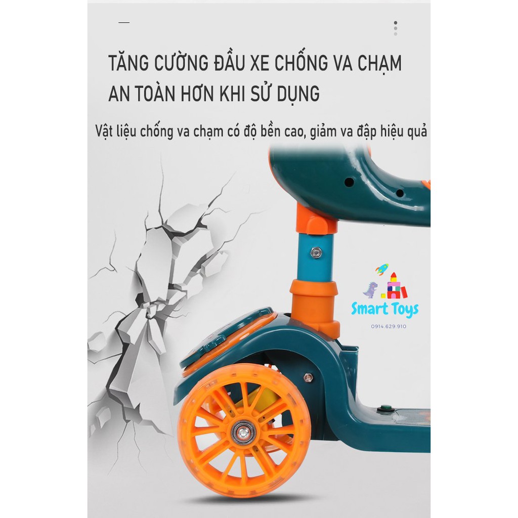 Xe trượt Scooter có ghế ngồi, có thể gấp gọn có đèn cho bé