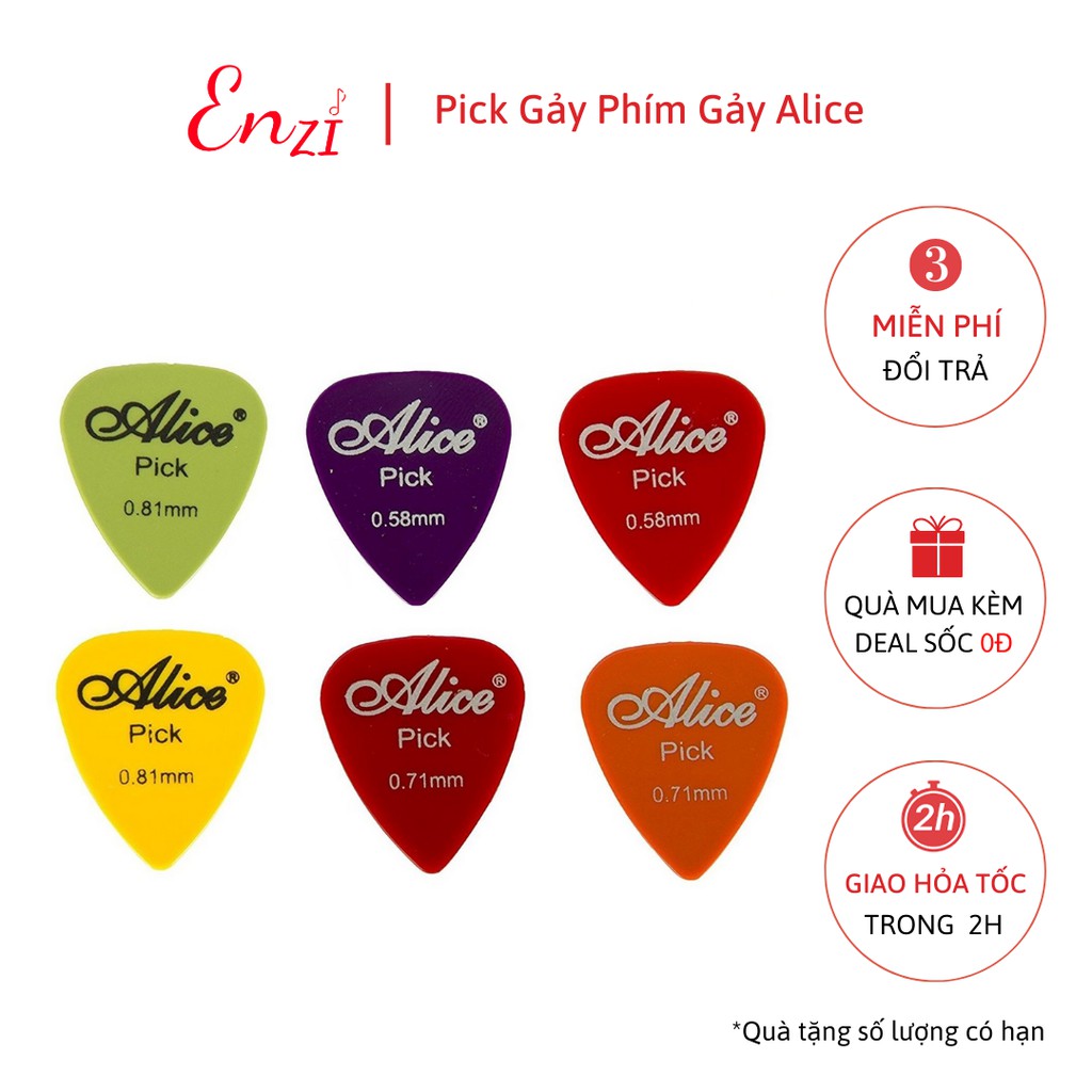 Phím gảy đàn pick gẩy đủ cỡ 0,46mm pick Alice 0,71mm 0,81mm 0,96mm 1,2mm 1,5mm Enzi