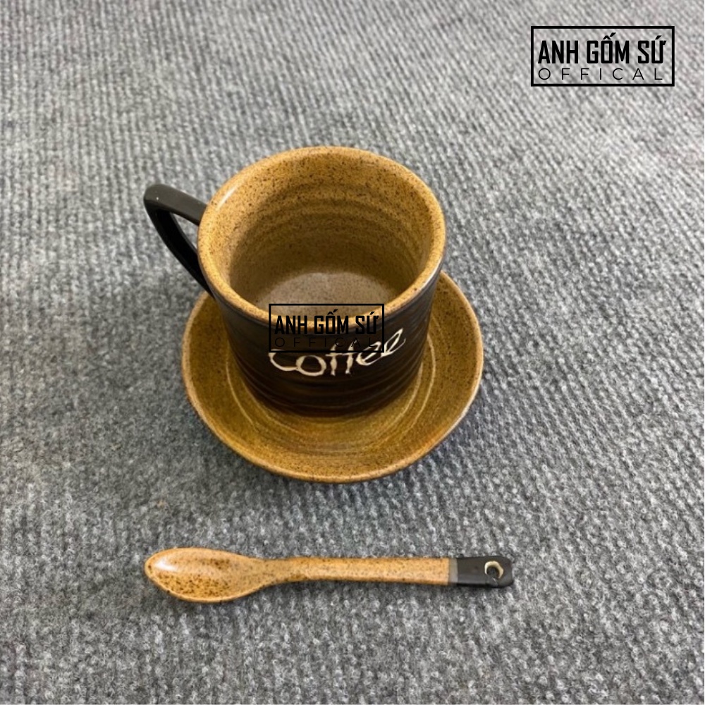 Set tách cafe quai tam giác kèm đĩa tách trà Bát Tràng cao cấp