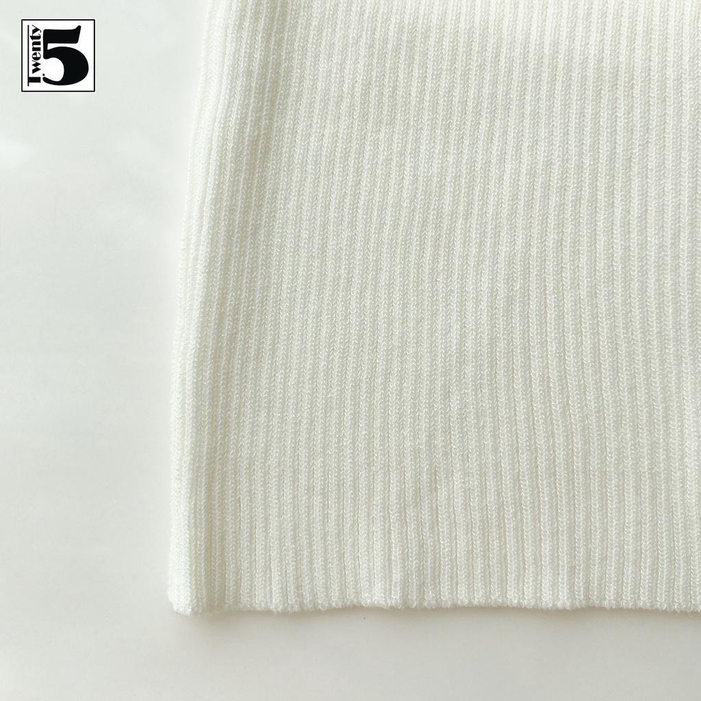 Áo hai dây cổ tim len trơn màu dáng ôm co dãn Twentyfive 4218