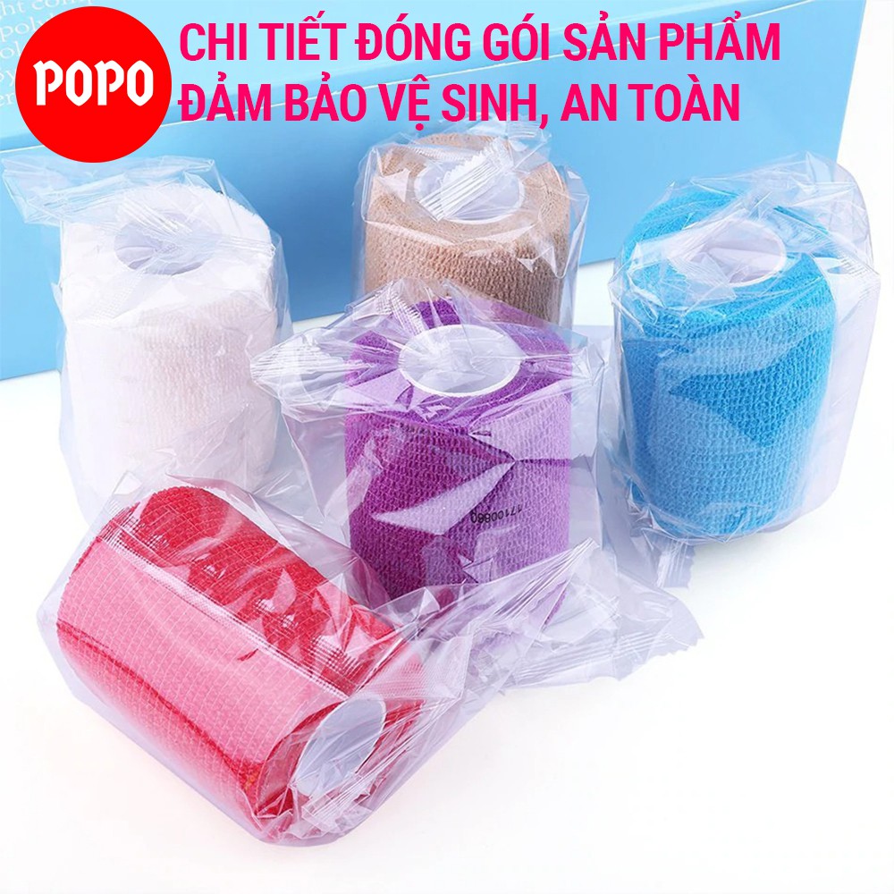 Băng keo thể thao cao su non POPO quấn, cuốn tay chân chống chấn thương, hỗ trợ thi đấu và tập luyện