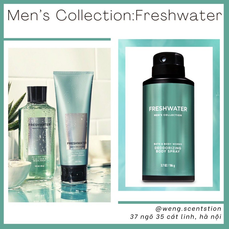 (MEN’S COLLECTION) Xịt thơm khử mùi & Sưa tăm Bath & Body Works cho nam | Thế Giới Skin Care