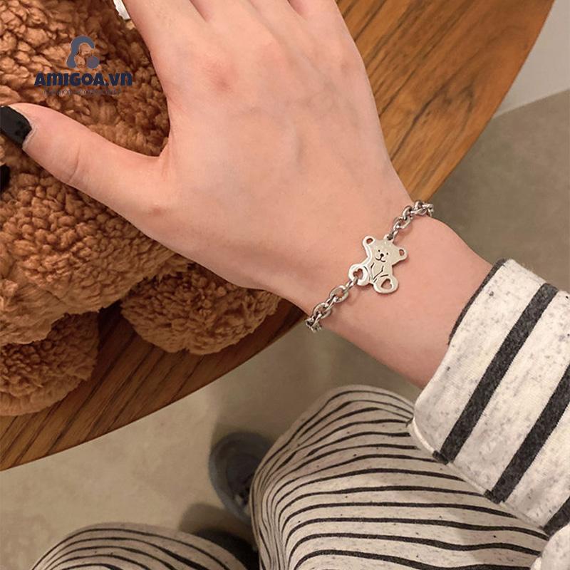 ✨✨Vòng Tay Mạ Bạc Mặt Hình Gấu Nhỏ Thời Trang Hàn Quốc Dành Cho Nữ