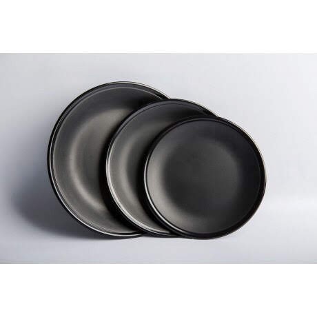 Dĩa tròn 23.5 x 2.8 cm nhựa melamine phíp nhám đen ngói plate  - Plate dish F-DA09N