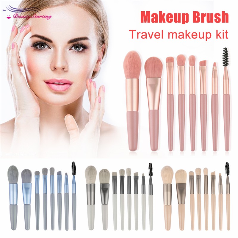 (hàng Mới Về) Set 8 Cọ Trang Điểm Mini Tiện Dụng Chất Lượng Cao