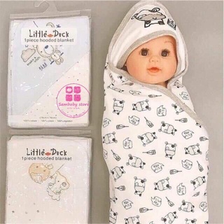 Chăn ủ Cotton 2 lớp Little Duck có mũ cho bé yêu
