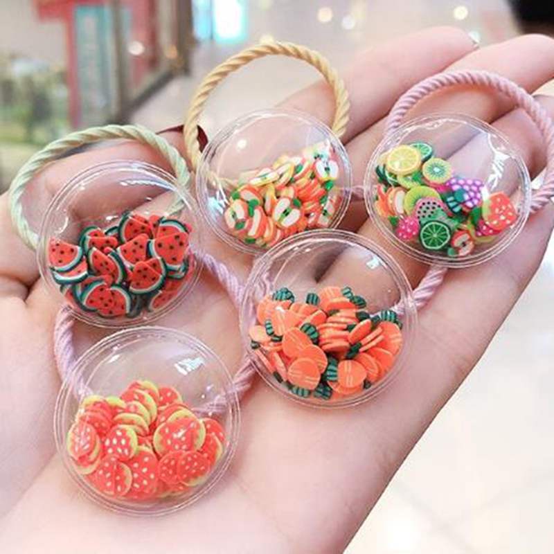 Set 10 Dây Cột Tóc Co Giãn Họa Tiết Hoạt Hình Cho Bé Gái