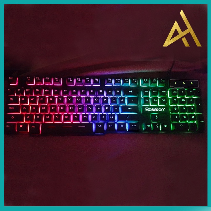 Bàn Phím Gaming Chính Hãng Đèn LED 7 Màu BOSSTON K803 Chuyên Game Bàn phím Giả Cơ Máy Vi Tính PC Laptop Keyboard Có Dây