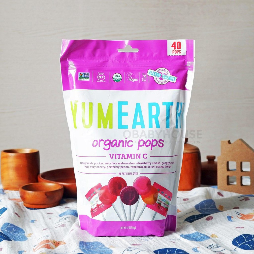 [TÚI NGUYÊN] Kẹo Mút Trái Cây Hữu Cơ Yum Earth Organic Lollipops