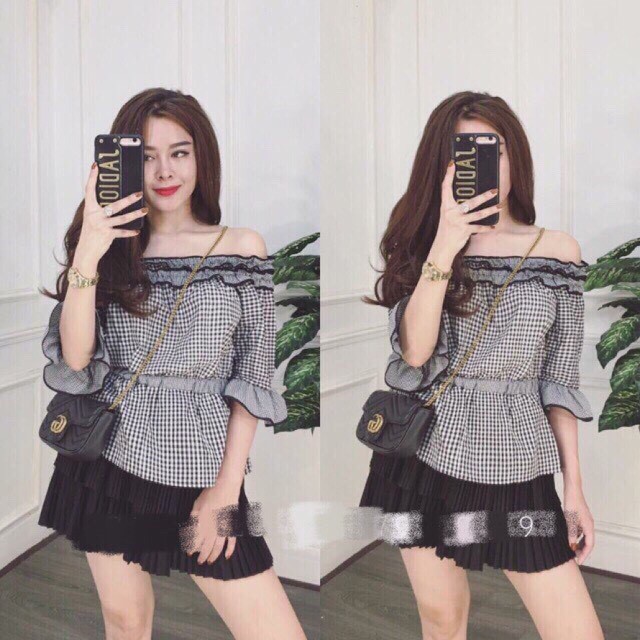 ÁO KẺ TRỄ VAI XÒE TAY AT.1516