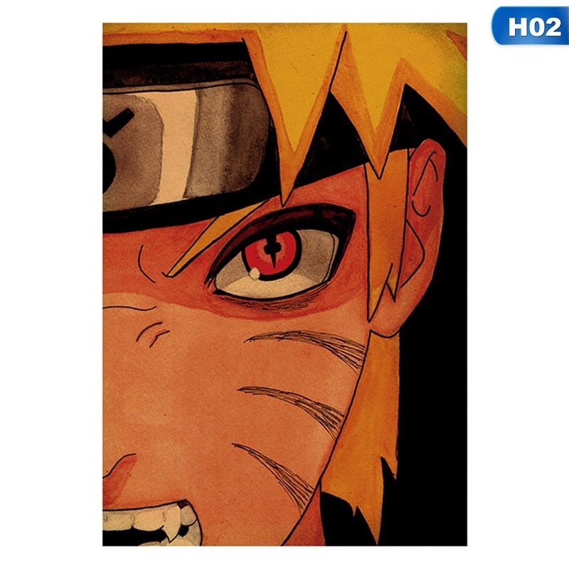 Poster giấy Kraft treo trang trí tường in hình các nhân vật trong anime Naruto