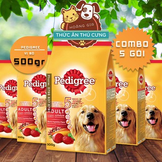 THỨC ĂN PEDIGREE DẠNG HẠT CHO CHÓ LỚN VỊ THỊT BÒ VÀ RAU CỦ TÚI 500G - COMBO 5 gói