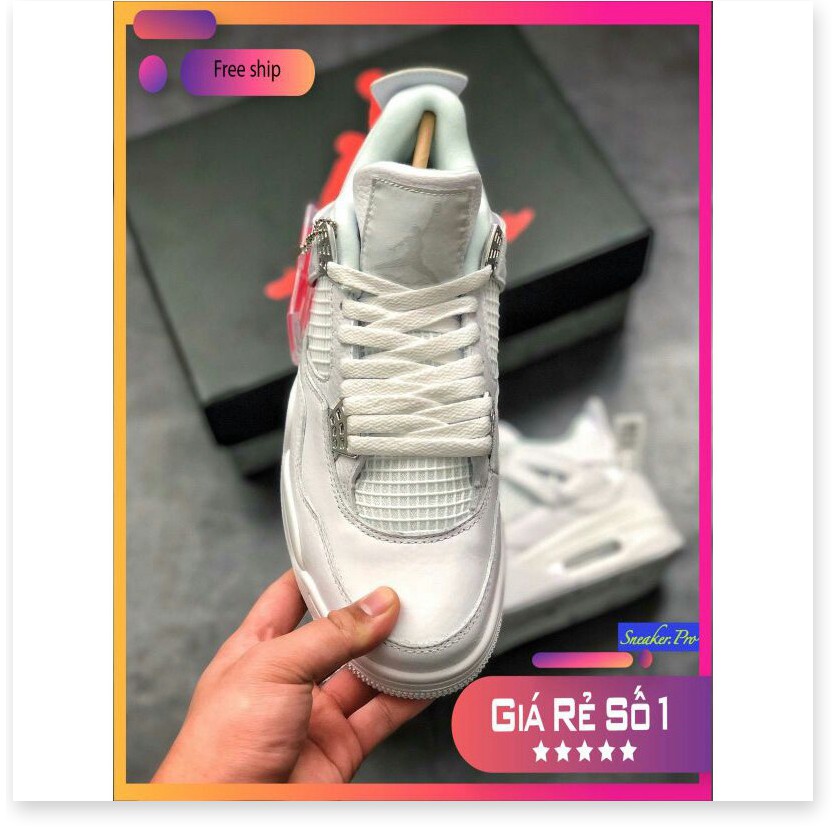 Ảnh thật Giày thể thao AIR JORDAN 4 Retro Pure money full trắng siêu đẹp cho nam và nữ siêu đẹp