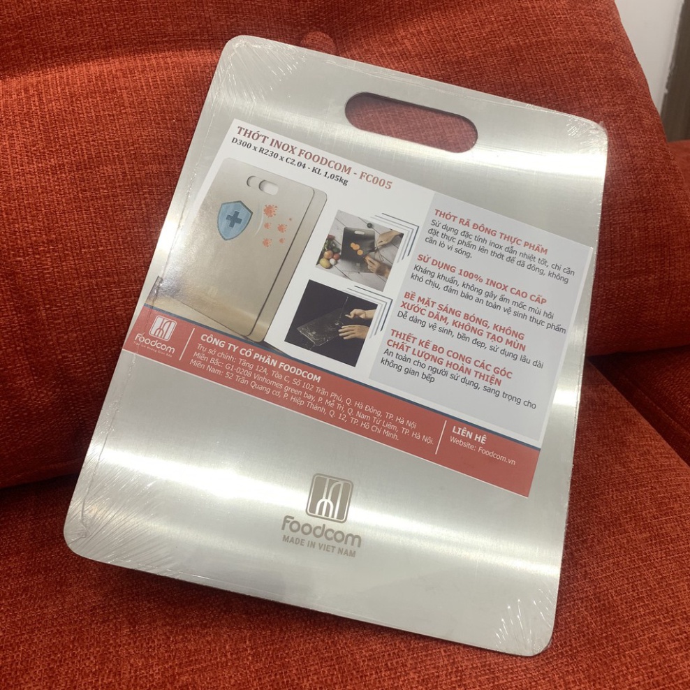 Thớt inox cao cấp Foodcom inox 304 - Made in Việt Nam - Bảo hành  5 năm