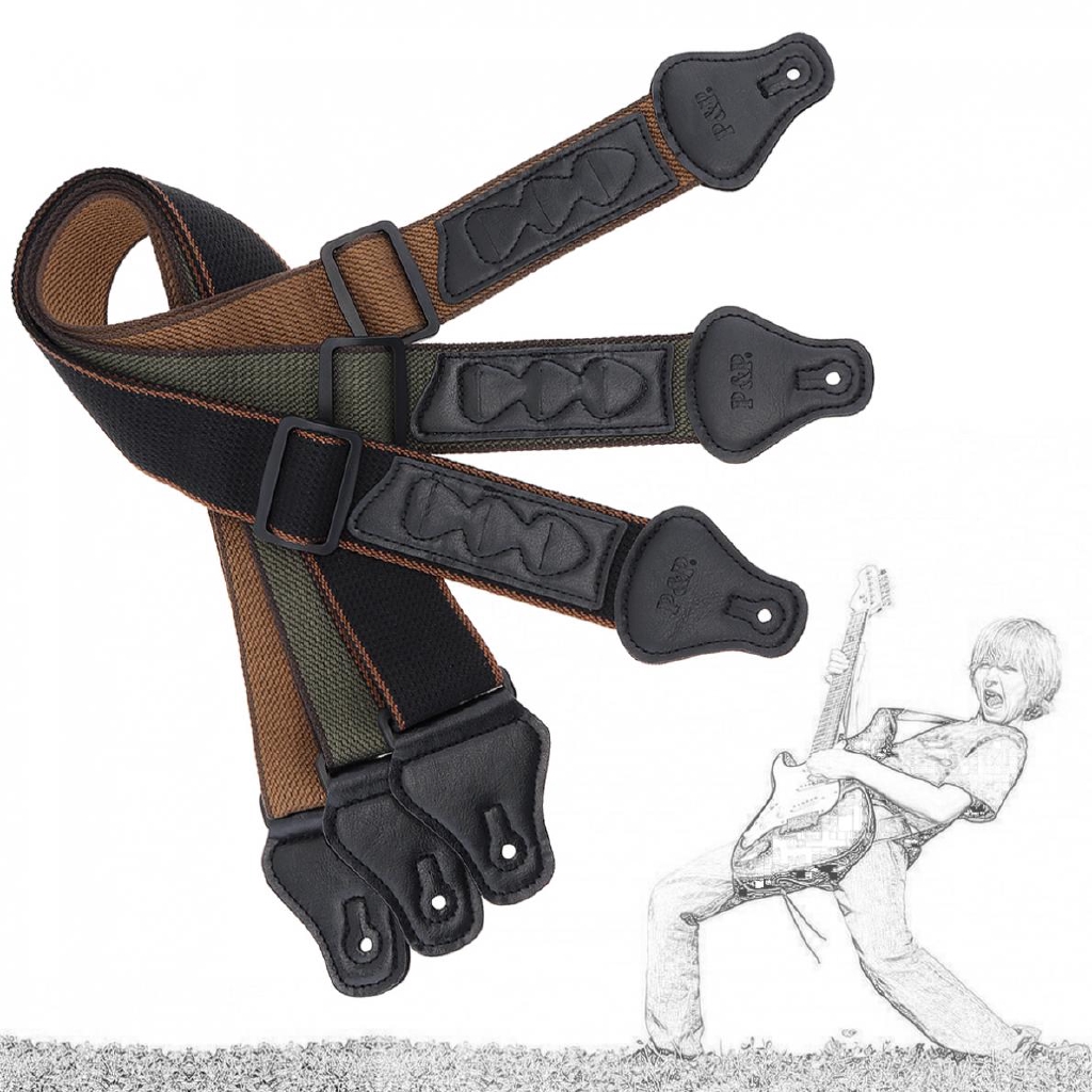 Dây đeo đàn Guitar Cotton nguyên chất có thể điều chỉnh với túi Plectrums cho đàn Guitar Bass điện A