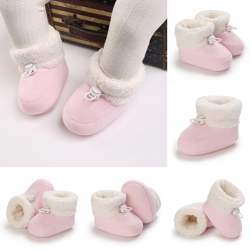 Giày Bốt Cotton Cổ Điển Đế Phẳng Chống Trượt Giữ Ấm Mùa Đông Dễ Thương Cho Bé Trai Gái