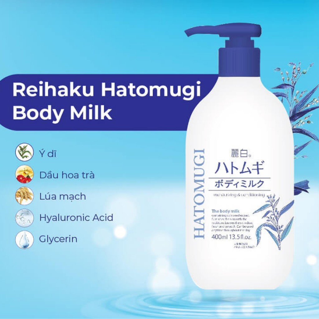 [ Chính Hãng ] Sữa dưỡng thể Hatomugi ban ngày SPF31+ PA+++ và ban đêm làm trắng cấp ẩm da 250ml Nhật Bản