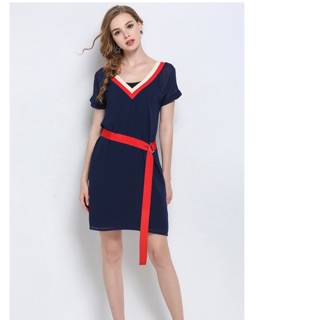 Đầm voan phối thun xanh đen cổ tim phối dây thắt cao cấp size cho người béo 3Xl 80-90kg