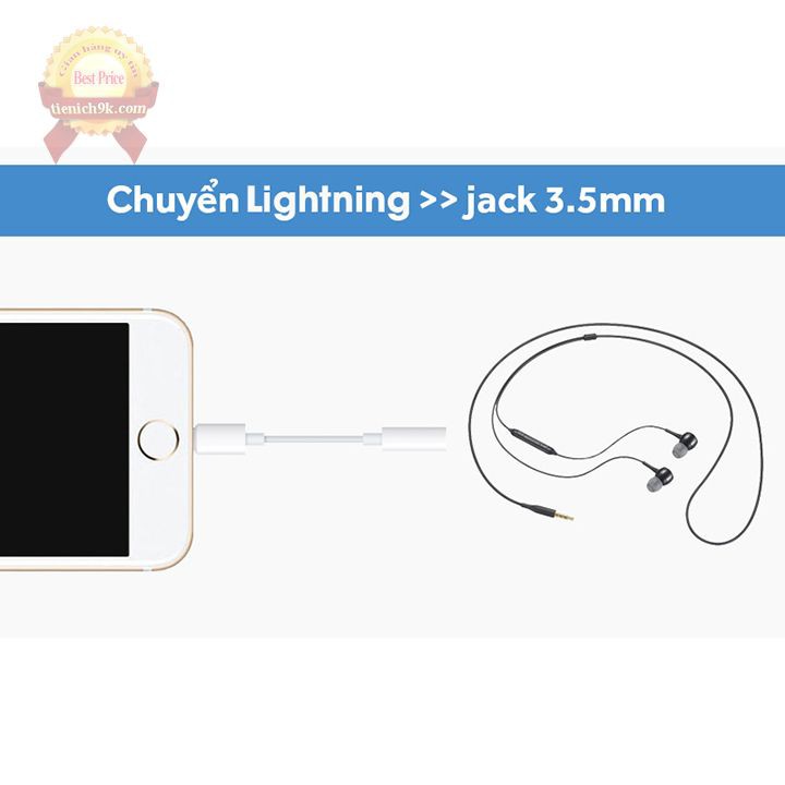 Cáp tai nghe dùng cho iphone ipad AUX chuyển lightning sang 3.5 tai nghe 3.5mm ba vạch 7 8 Plus X XR