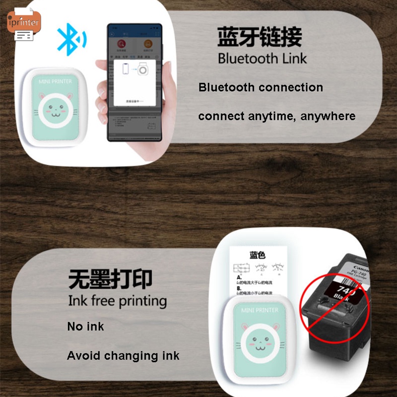 ✨Kho Sẵn Sàng✨Máy In Nhãn Mini Bỏ Túi In Hình Chú Mèo Dễ Thương