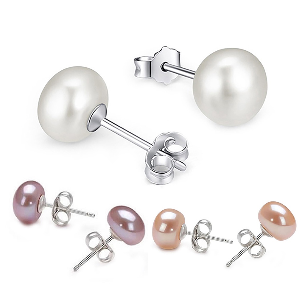 Khuyên Tai Mạ Bạc Đính Ngọc Trai Nhân Tạo Thời Trang