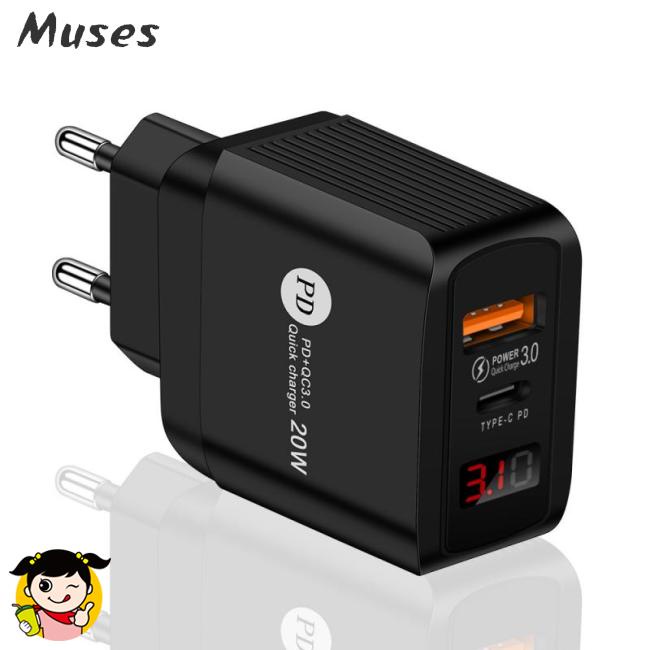 Cục Sạc Nhanh Điện Thoại Di Động PD 20W + QC 3.0 Cổng Kép Màn Hình Kỹ Thuật Số