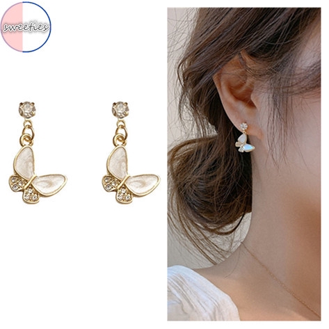 Bông Tai Hình Bướm Đính Đá Thanh Lịch