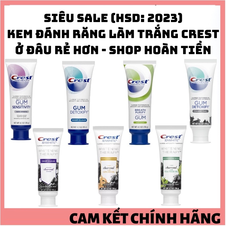 THANH LÝ Kem đánh răng Crest 3D White HSD 2023 (VỎ MÓP NHẸ)