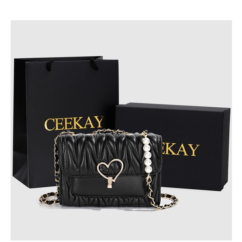 🌸sẵn hàng🌸Túi xách da mềm đeo chéo nữ CEEKAY chính hãng vân thoi khóa trái tim  - T22