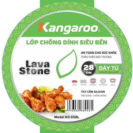 Chảo Đá Siêu Bền Đáy Từ Kangaroo KG658L - 28cm