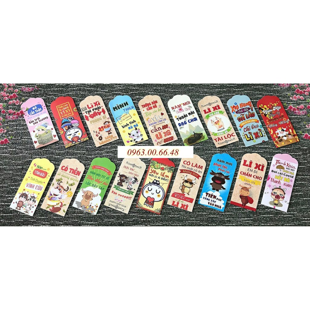 Bộ 100 bao Lì xì nhiều mẫu TRÂU, giấy đẹp. Nhớ lấy mã hoàn xu nhé!