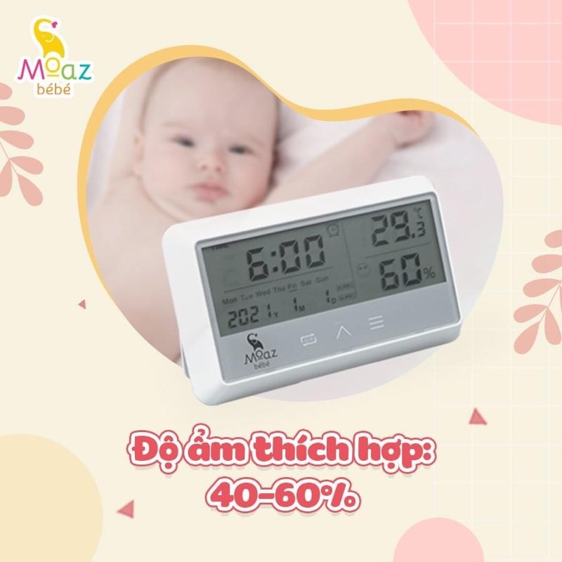 Nhiệt ẩm kế moaz bébé mb-027 bảo hành chính hãng 12 tháng