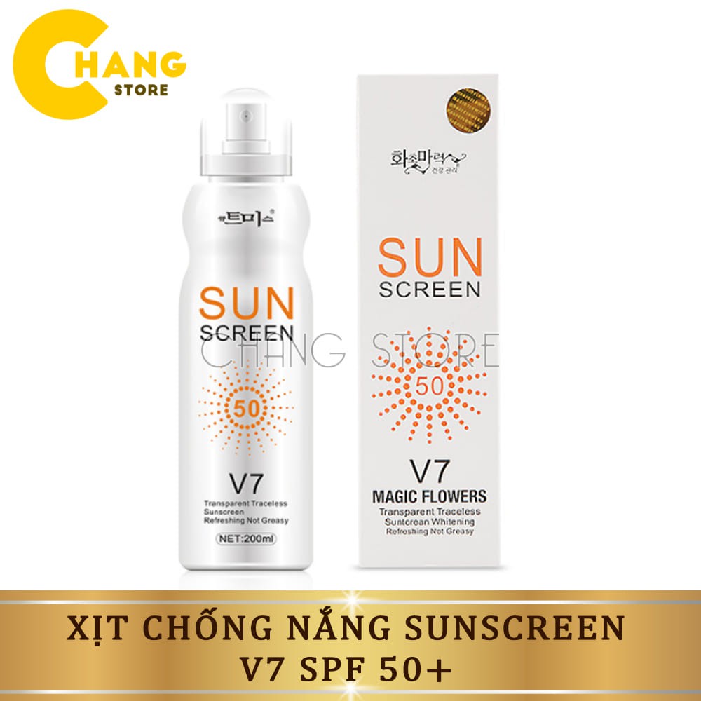 Xịt Chống Nắng, Xịt Nâng Tone Che Khuyết Điểm Sunscreen V7 Magic Flower 238ml Hàn Quốc