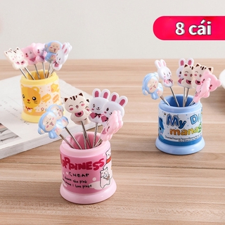 Phim hoạt hình nĩa trái cây đặt nĩa bánh sáng tạo
