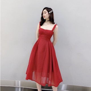 Váy tơ 2 dây thiết kế cúp ngực xòe 3 màu V802 KYMIE