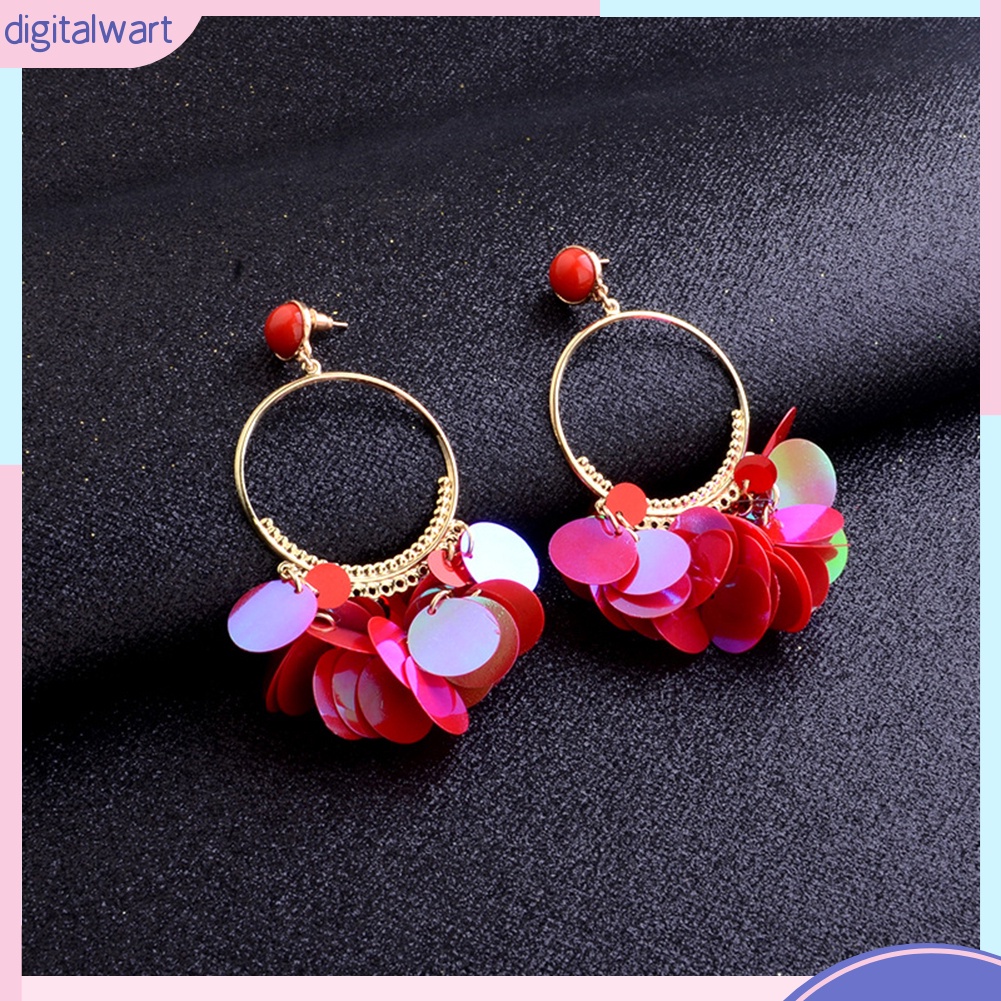 Đôi Khuyên Tai Tua Rua Vảy Kim Loại Phong Cách Bô-Hem Cho Nữ