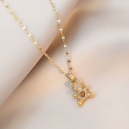 {Purchase} Vòng cổ Mặt Hình Đôi Môi Gấu Trái Tim Đập Xương Đòn Thiết Kế Đơn Giản Thời Trang Mùa Hè Cao Cấp Dành Cho