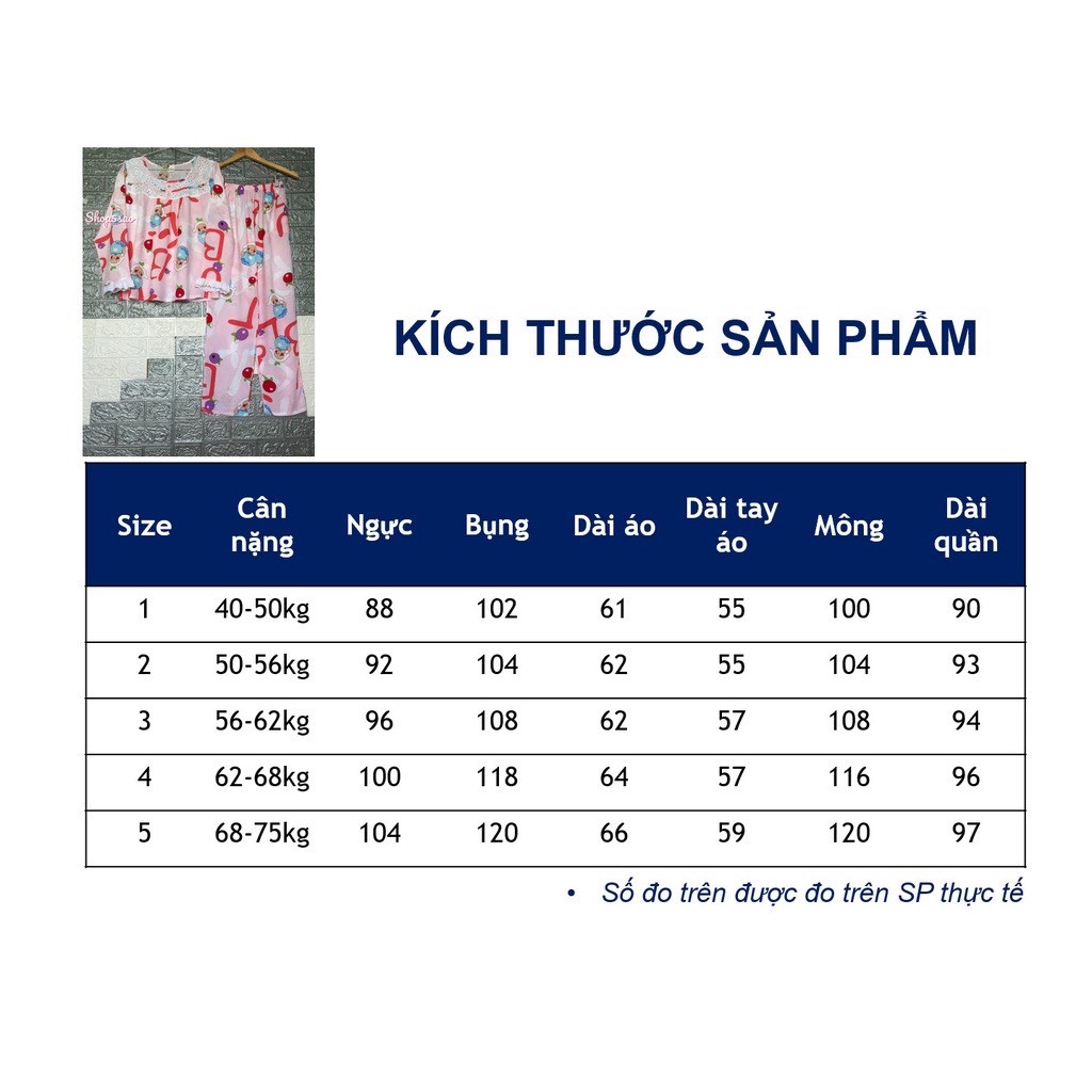 Đồ bộ lanh (tole) mặc nhà nữ SHOP5SAO quần dài áo tay dài phối ren ngực (40-75kg)