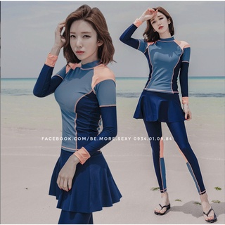 Đồ bơi dài tay phong cách Hàn Quốc váy
