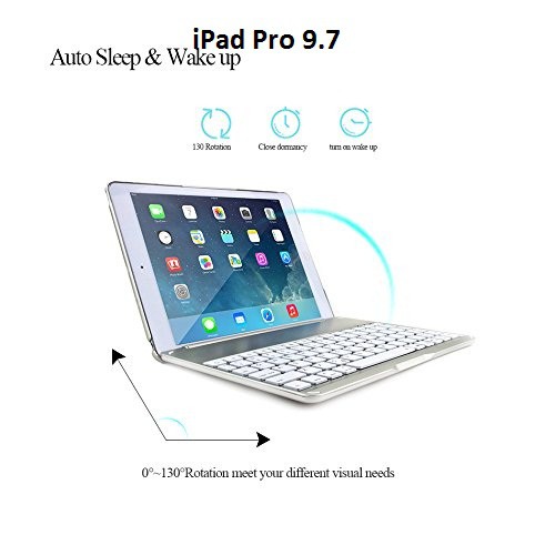 Bao da kiêm bàn phím bluetooth cho iPad Pro (9.7&quot;) (Bạc) tặng cáp sạc iPhone